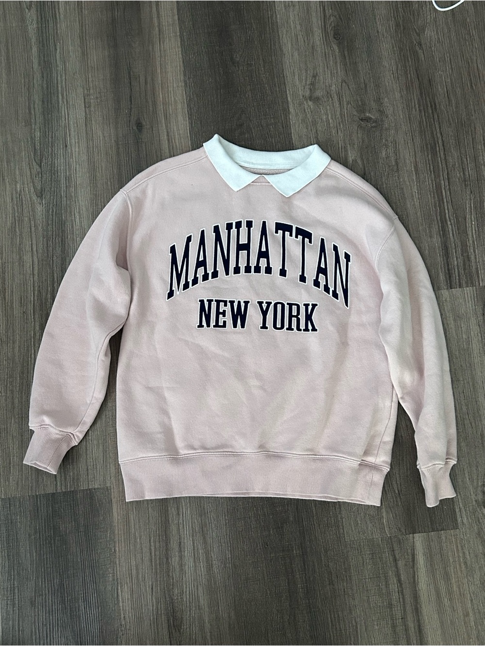 Zara Girls 11-12 Manhattan New York Crewneck Sweater - Light Pink